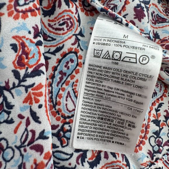 GAP Cottage Core‎ Blouse Long Balloon Sleeve Medium Paisley Top Relaxed Fit - Picture 9 of 11